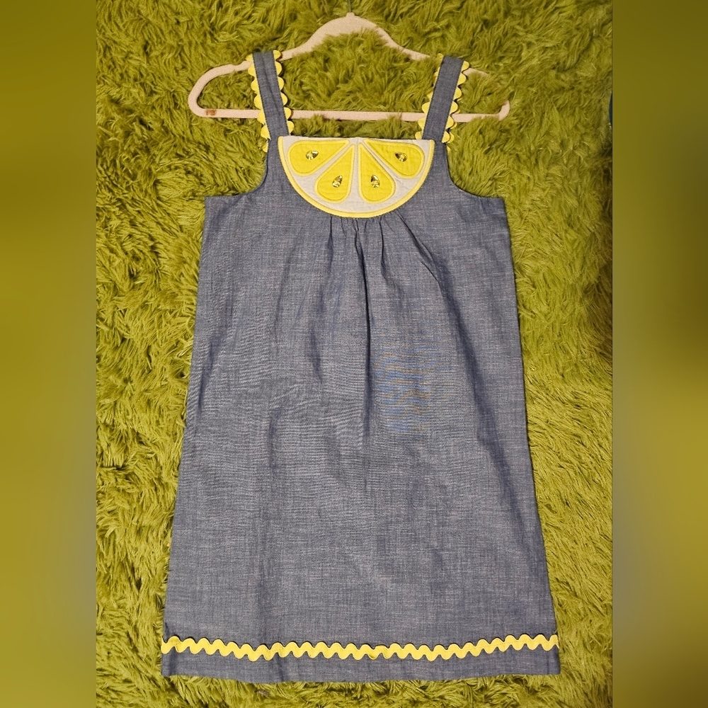 Gymboree Lemon Rhindstone Denim Color Dress NWT